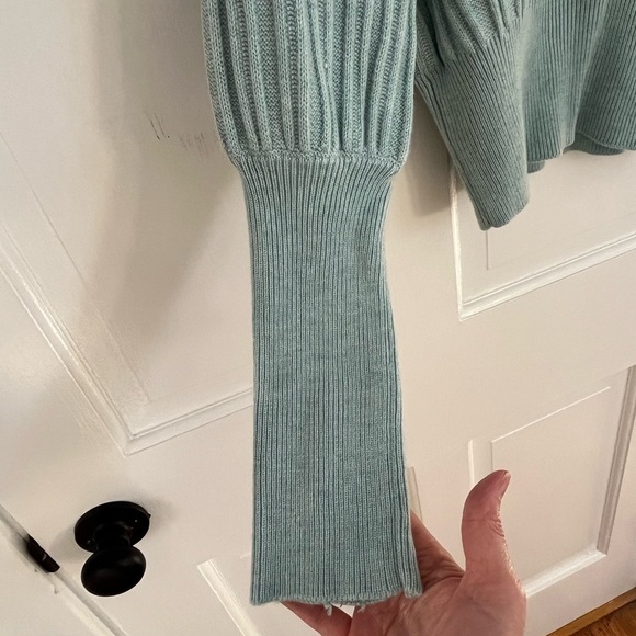 Truth by Republic Textured Wool Blend Aqua Ribbed Knit Long Sleeve Sweater Small - Picture 6 of 16